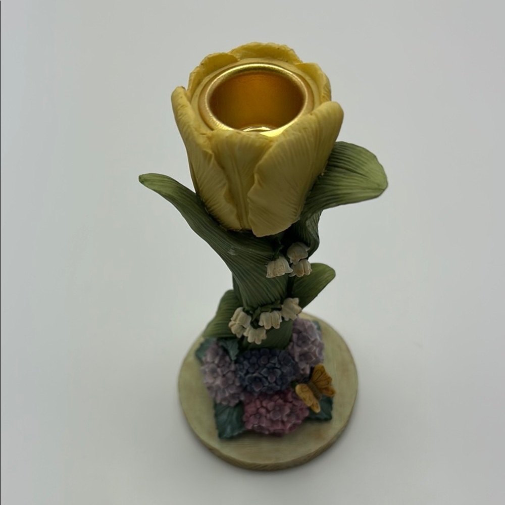 Vintage Handpainted Petals 'N More Pedestal Candle Holder By Artisan Flair Rare - Picture 4 of 9